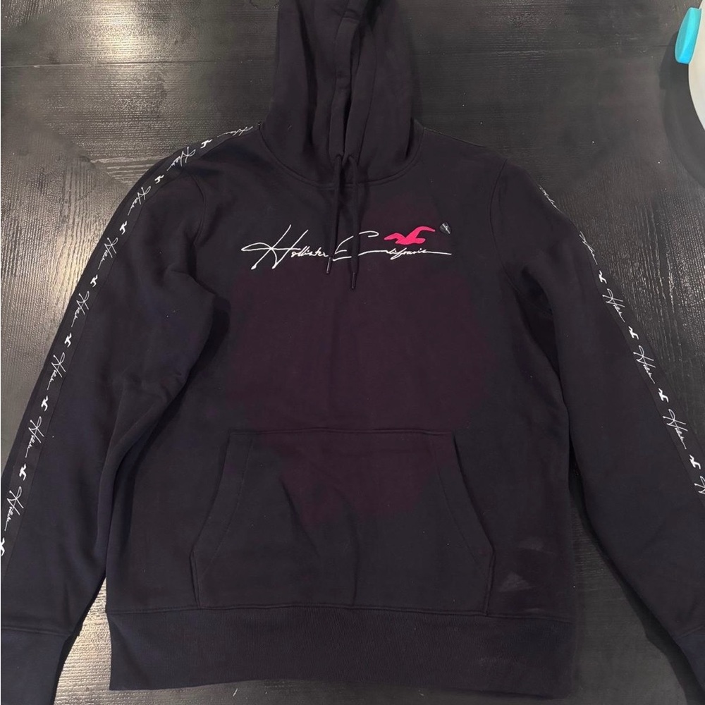 Hollister Black Hoodie with Pink Logo